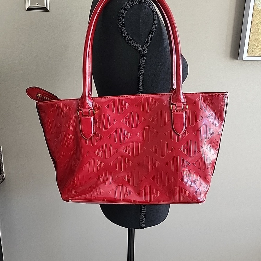 VINTAGE Ralph‎ Lauren Red Initial Logo Pattern Purse - Picture 3 of 16
